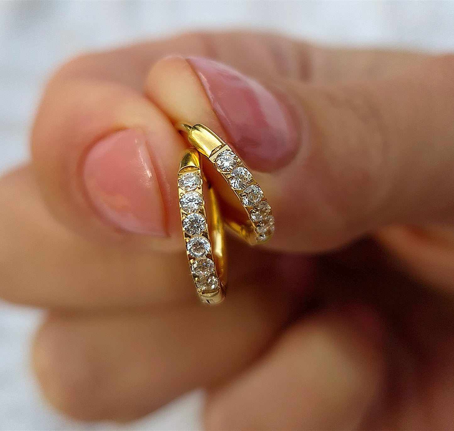 Crystal gold hoops