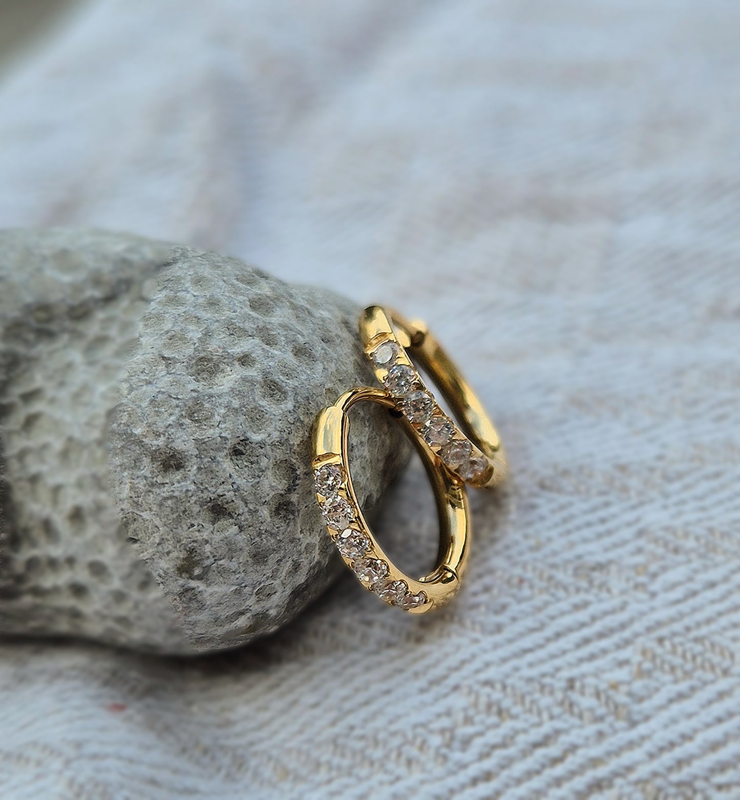 Crystal gold hoops