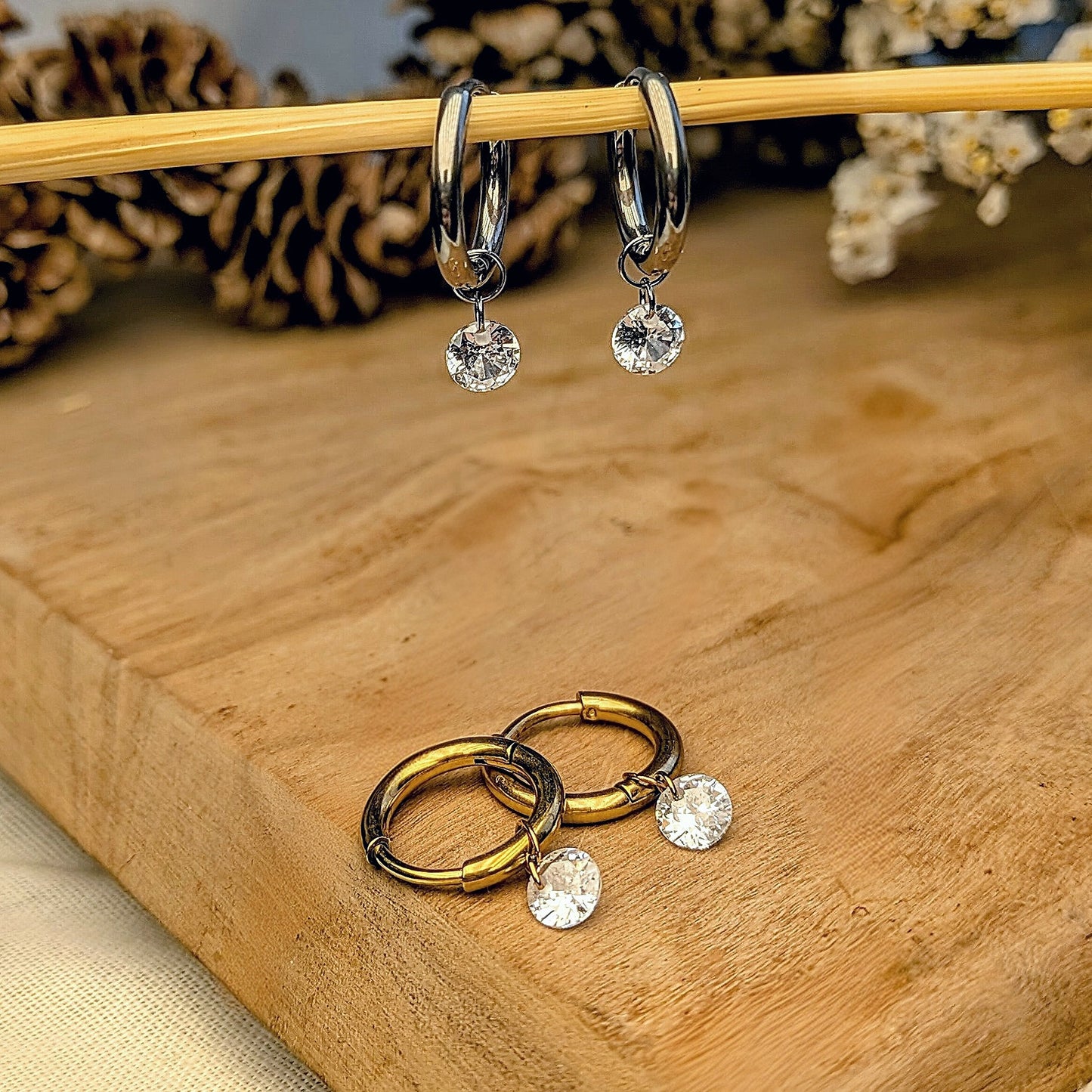 Crystal pendant hoop