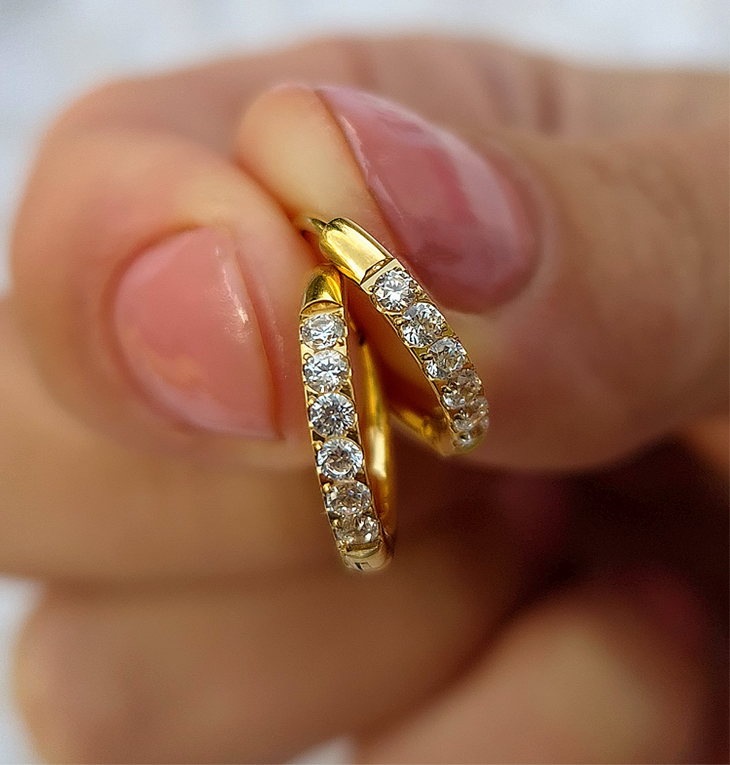 Crystal gold hoops