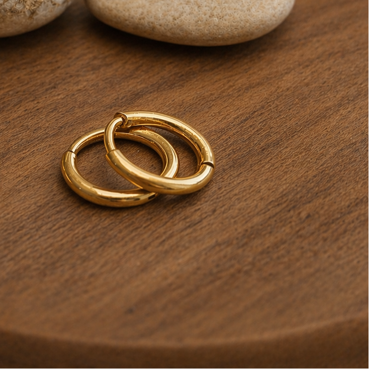 Crystal Titanium Hoops Gold set – 2 Pack