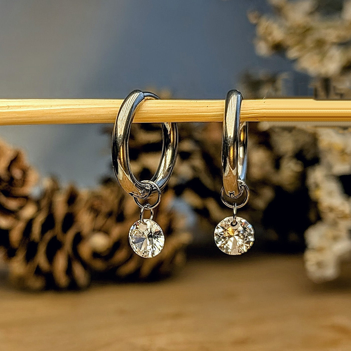 Crystal pendant hoop