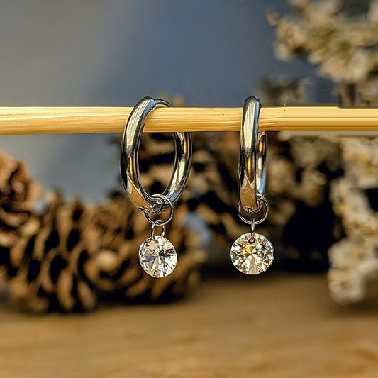 Crystal pendant hoop