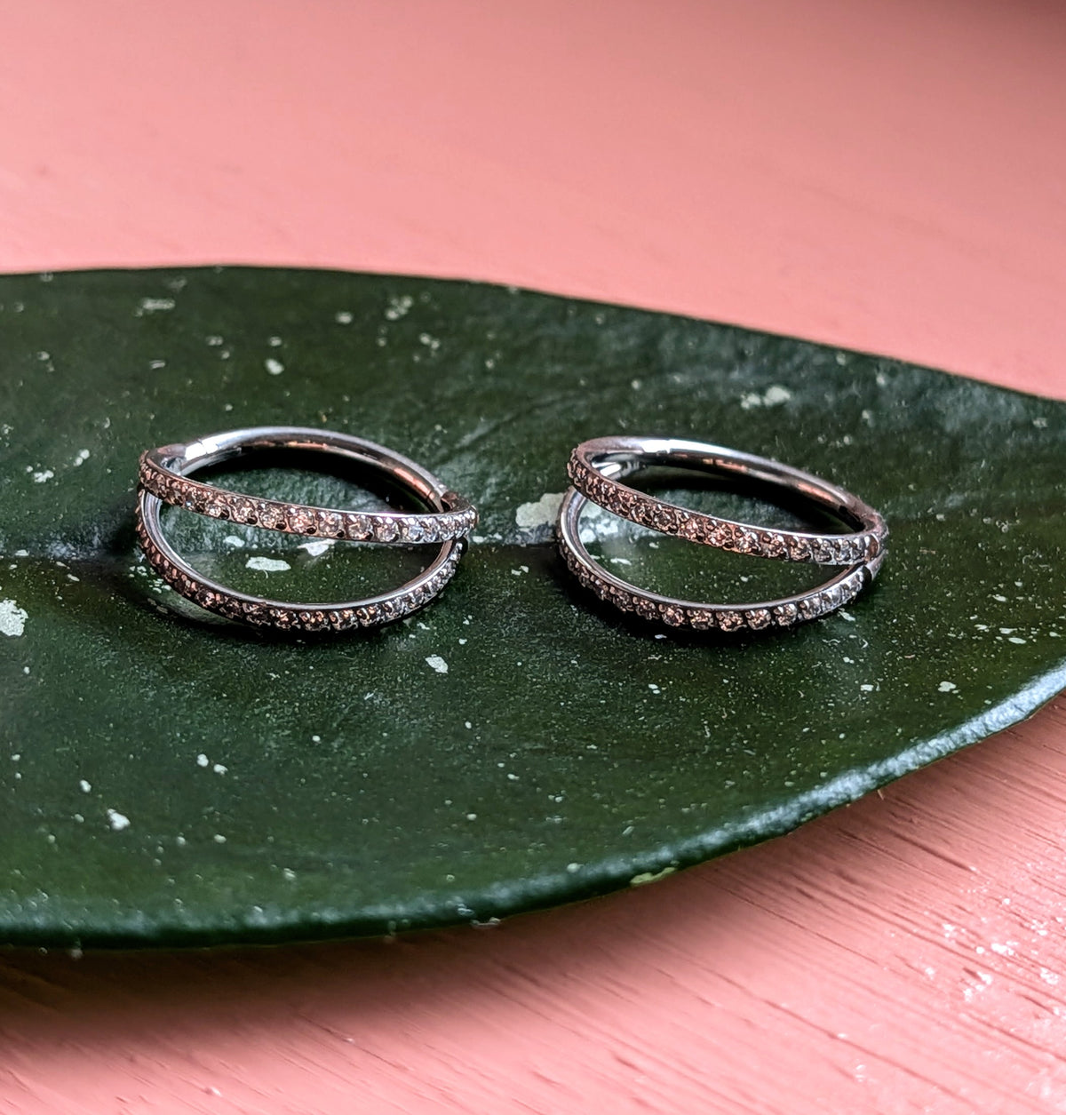 Double Crystal  Titanium Hoop